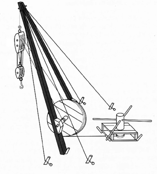 Chèvre à palan double et à tambour